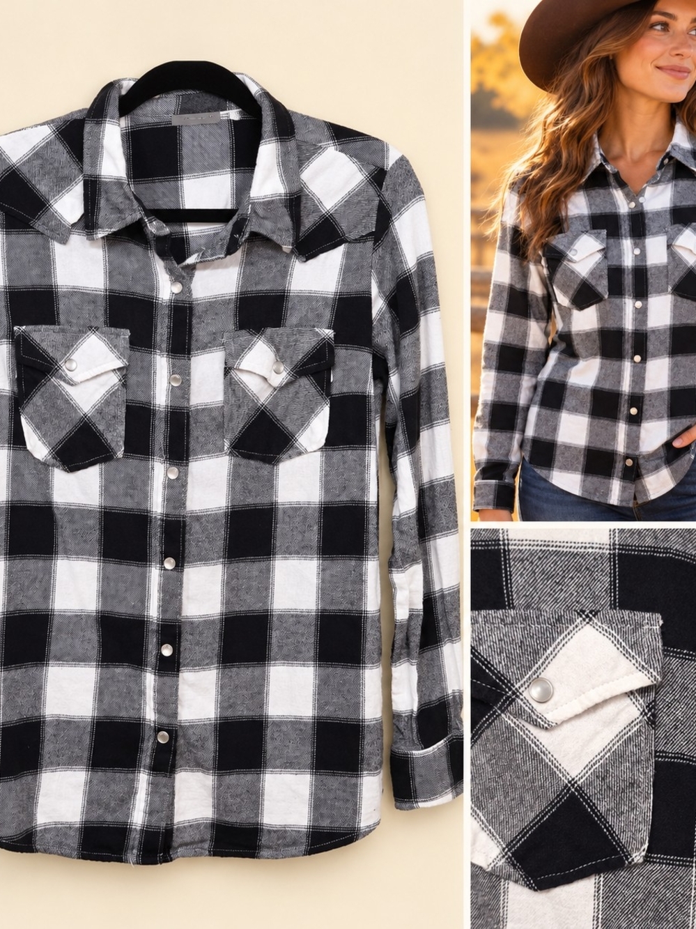 Wrangler Western Cowgirl Cabin Core Buffalo Plaid Flannel Shirt M